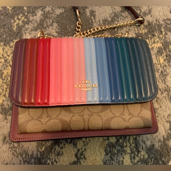 Coach Klare Quilted Linear Rainbow Leather Crossbody Purse SOLD OUT - Picture 10 of 13